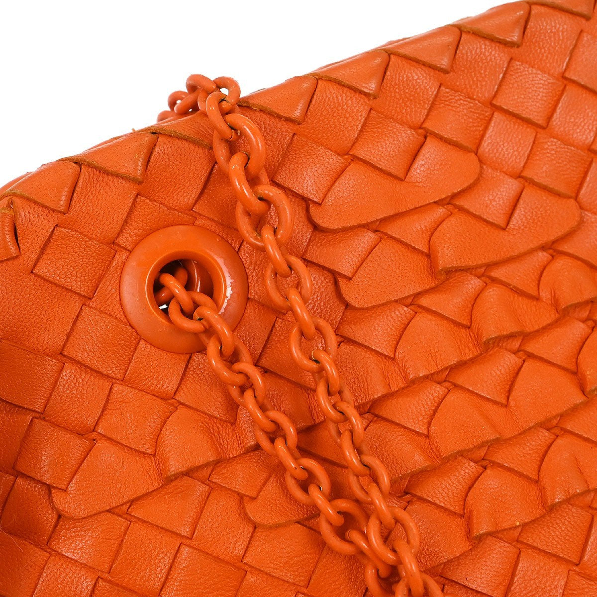 Bottega Veneta Orange Lambskin Intrecciato Shoulder Bag