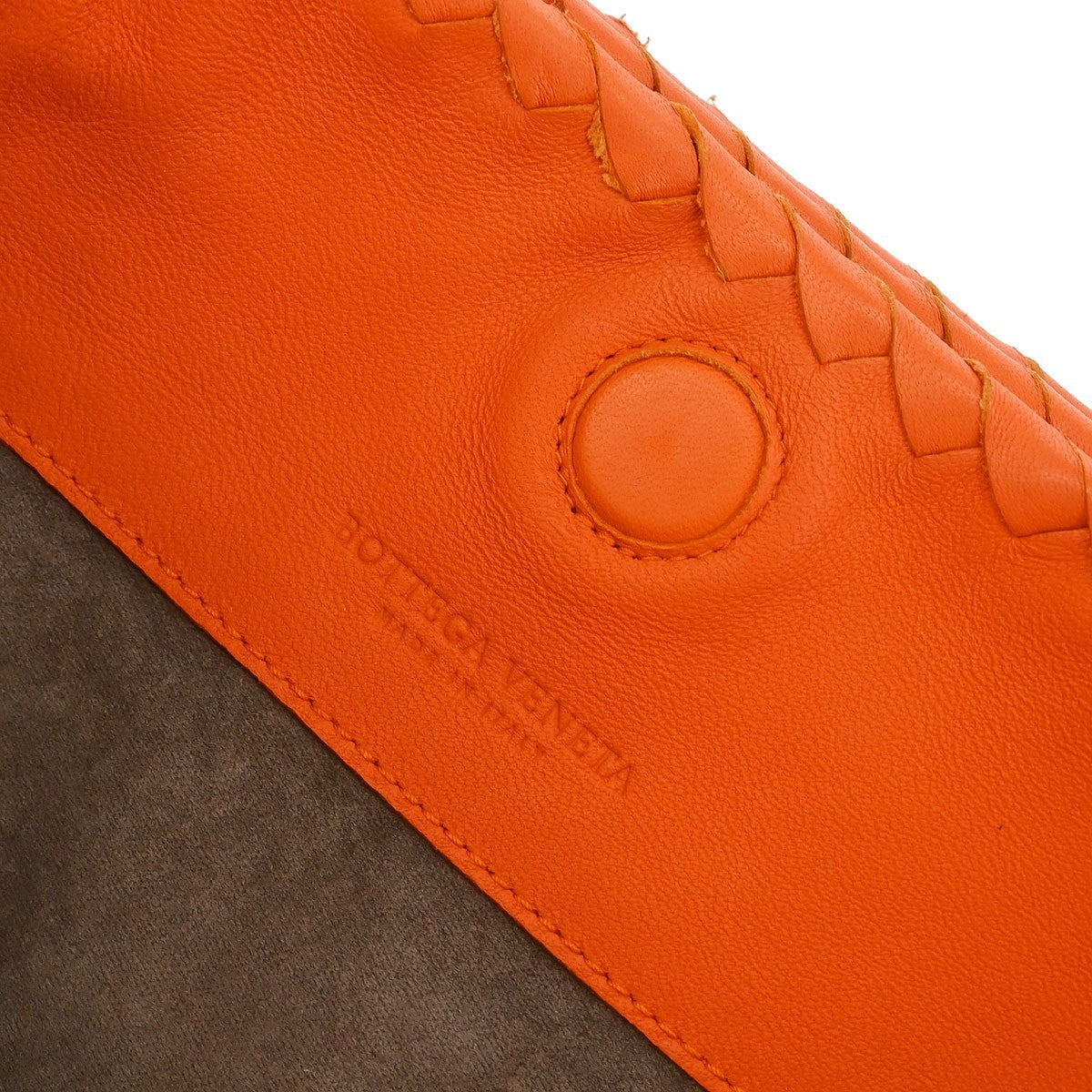 Bottega Veneta Orange Lambskin Intrecciato Shoulder Bag