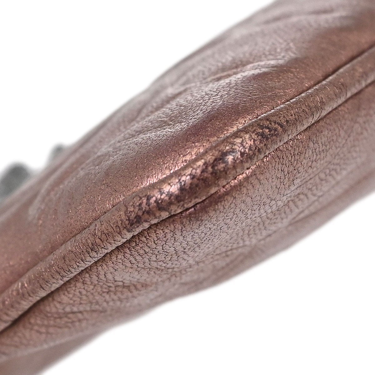 Chanel Metallic Pink Lambskin Camellia Mini Pochette Handbag