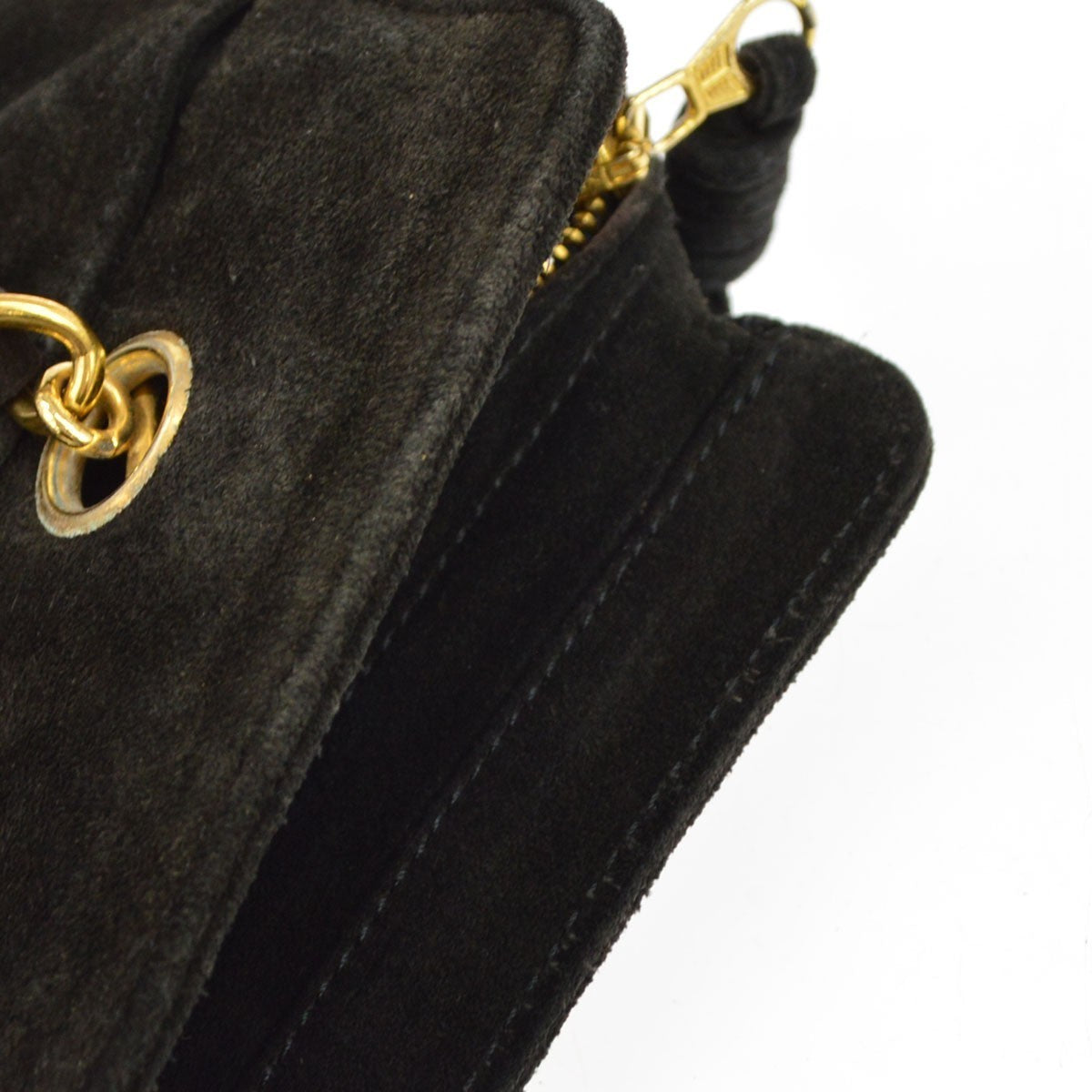 Chanel Black Suede Chain Toto Shoulder Bag