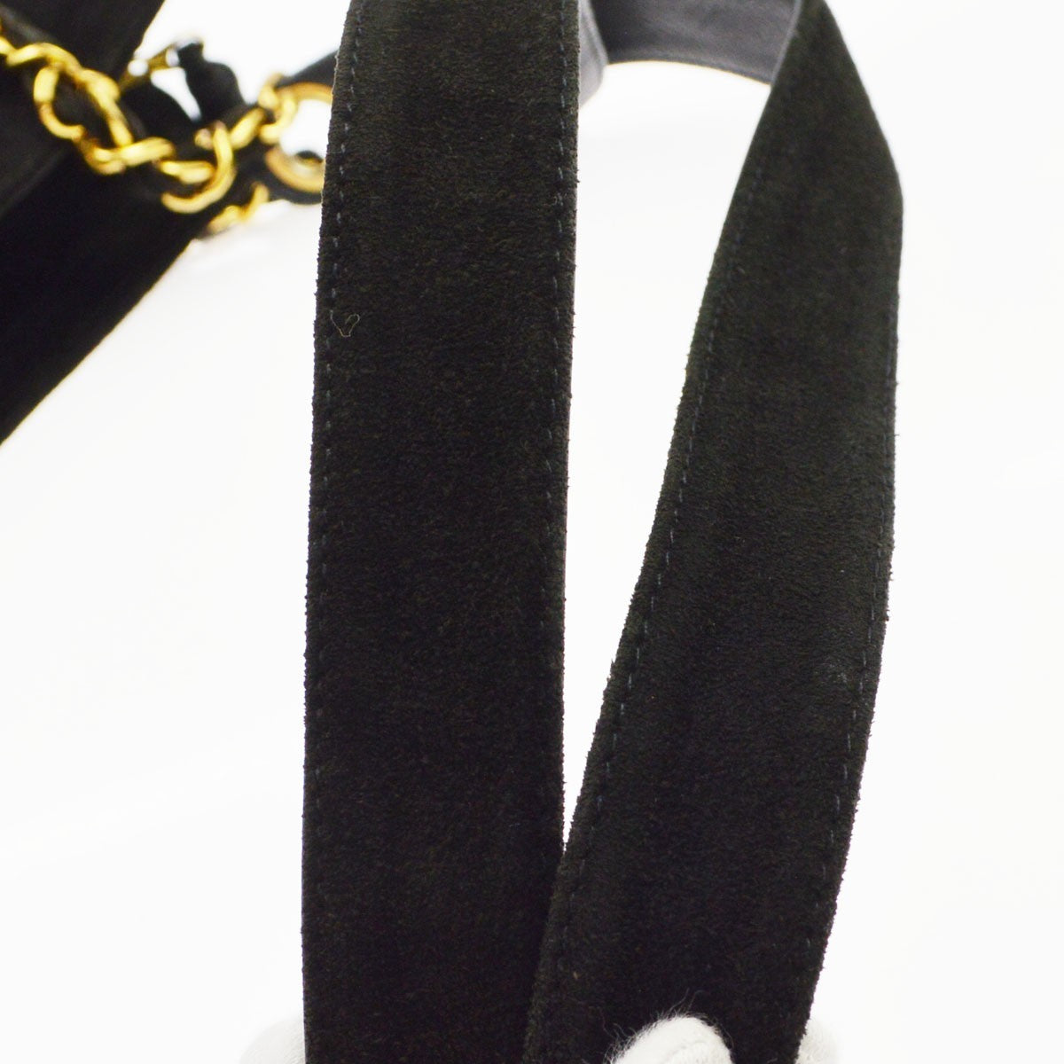 Chanel Black Suede Chain Toto Shoulder Bag