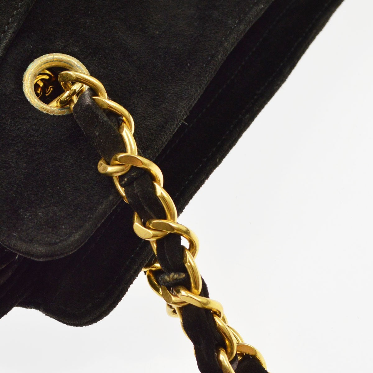 Chanel Black Suede Chain Toto Shoulder Bag