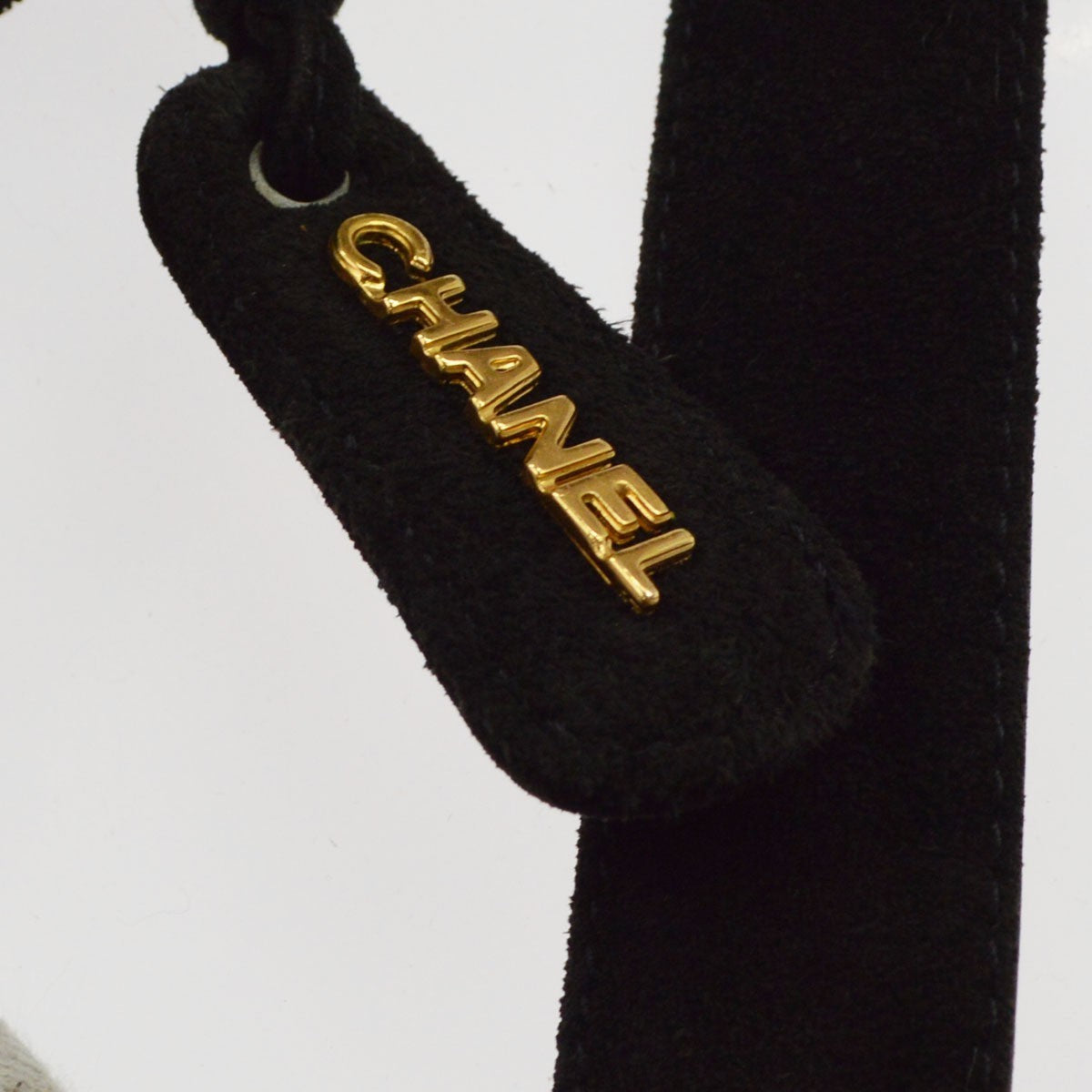 Chanel Black Suede Chain Toto Shoulder Bag