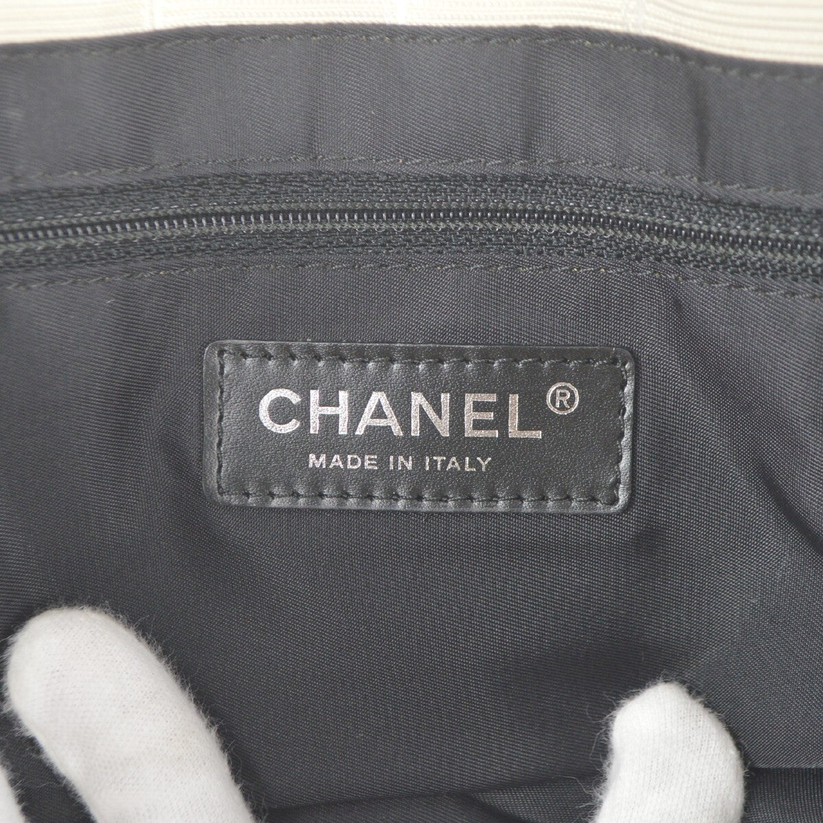 Chanel White Jacquard Nylon Travel Line Tote Handbag