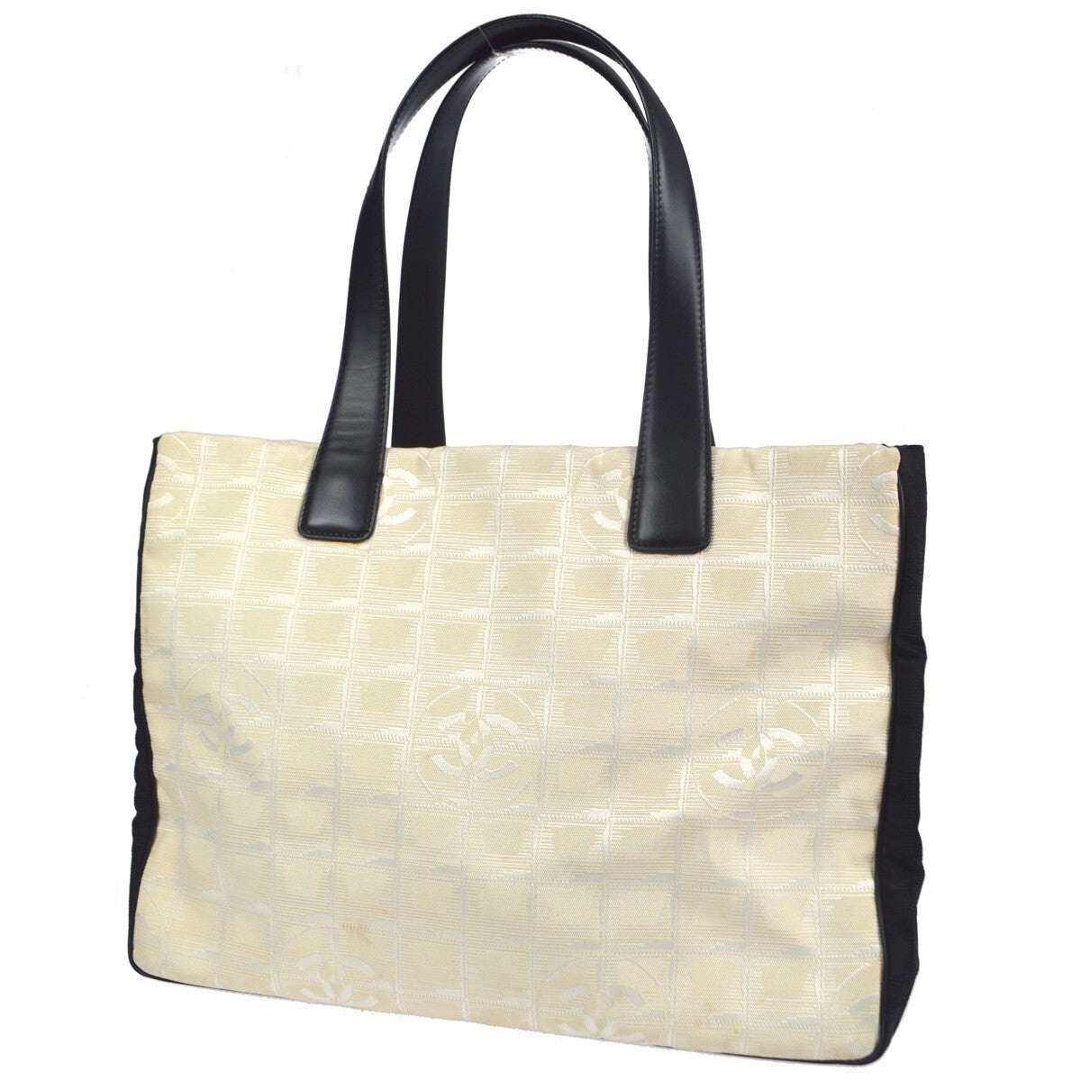 Chanel White Jacquard Nylon Travel Line Tote Handbag