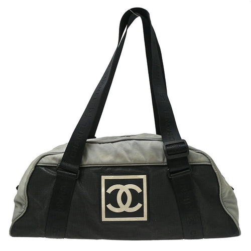 Chanel Black Jacquard Nylon Travel Line Handbag