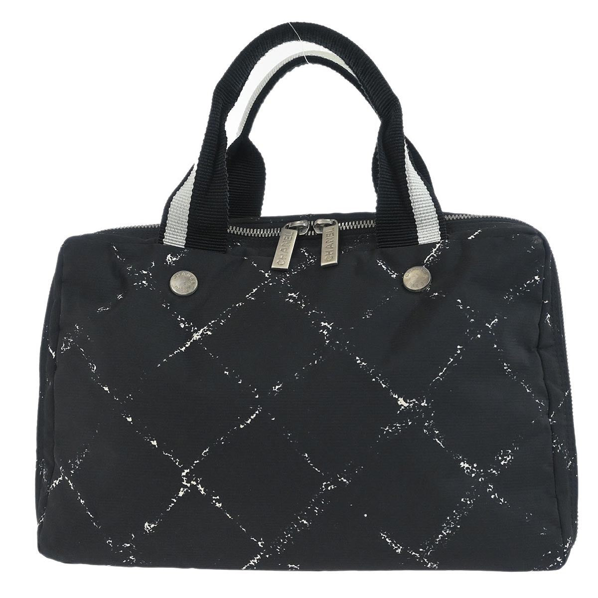 Chanel Black Jacquard Nylon Travel Line Handbag