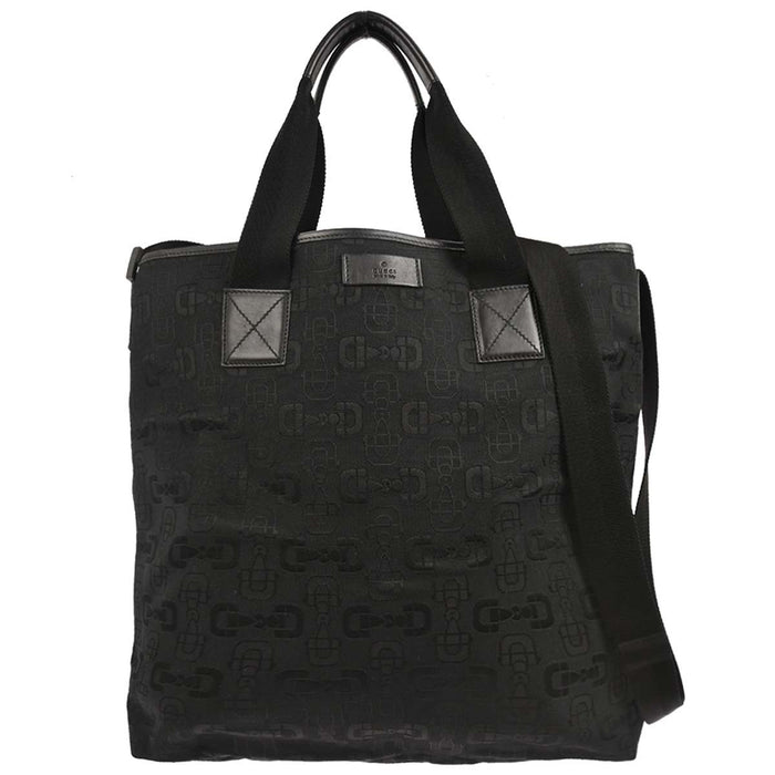 Gucci Black Canvas Tote 2way Handbag