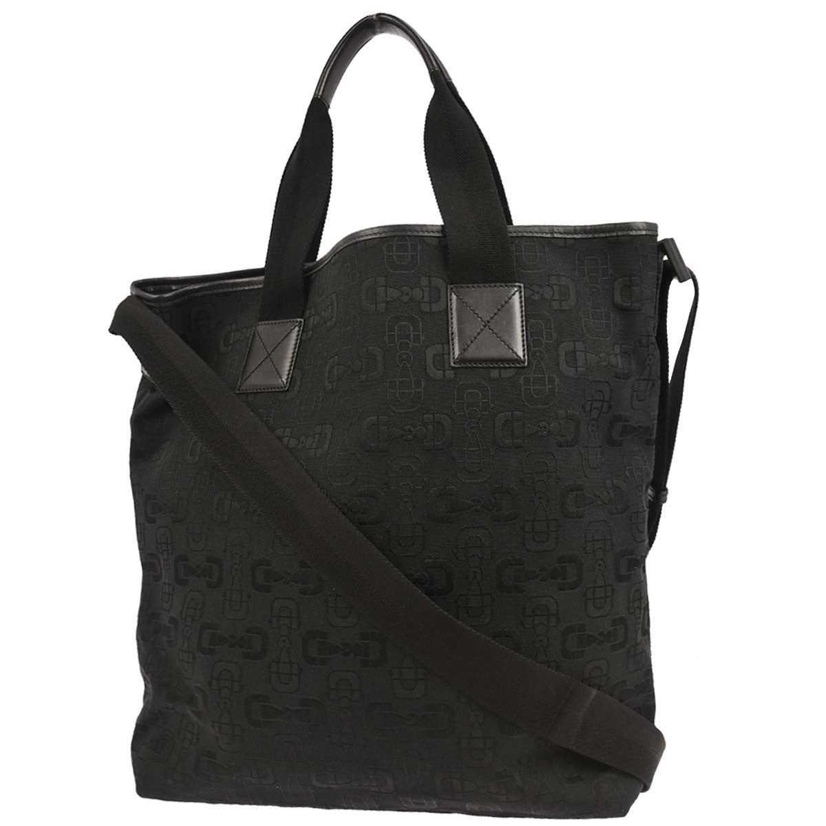 Gucci Black Canvas Tote 2way Handbag