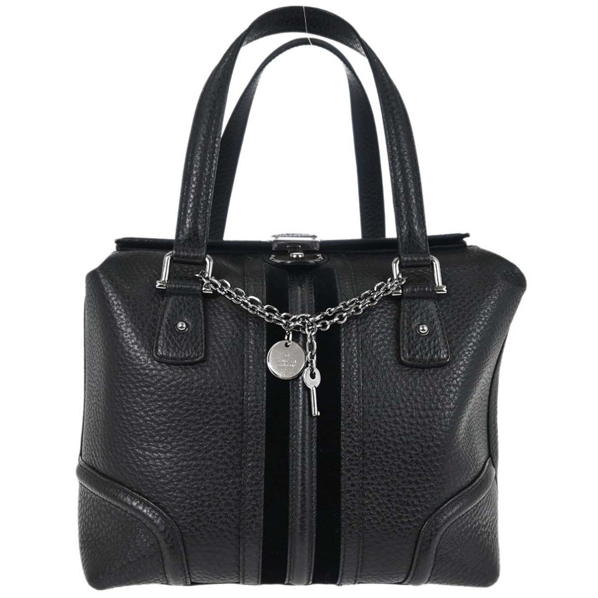 Gucci Black Leather Sherry Line Treasure Duffle Handbag