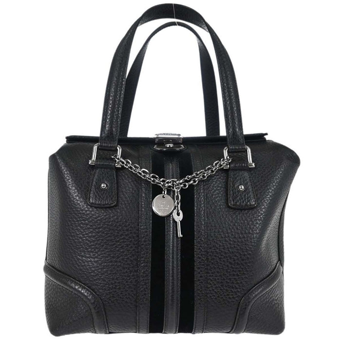 Gucci Black Leather Sherry Line Treasure Duffle Handbag