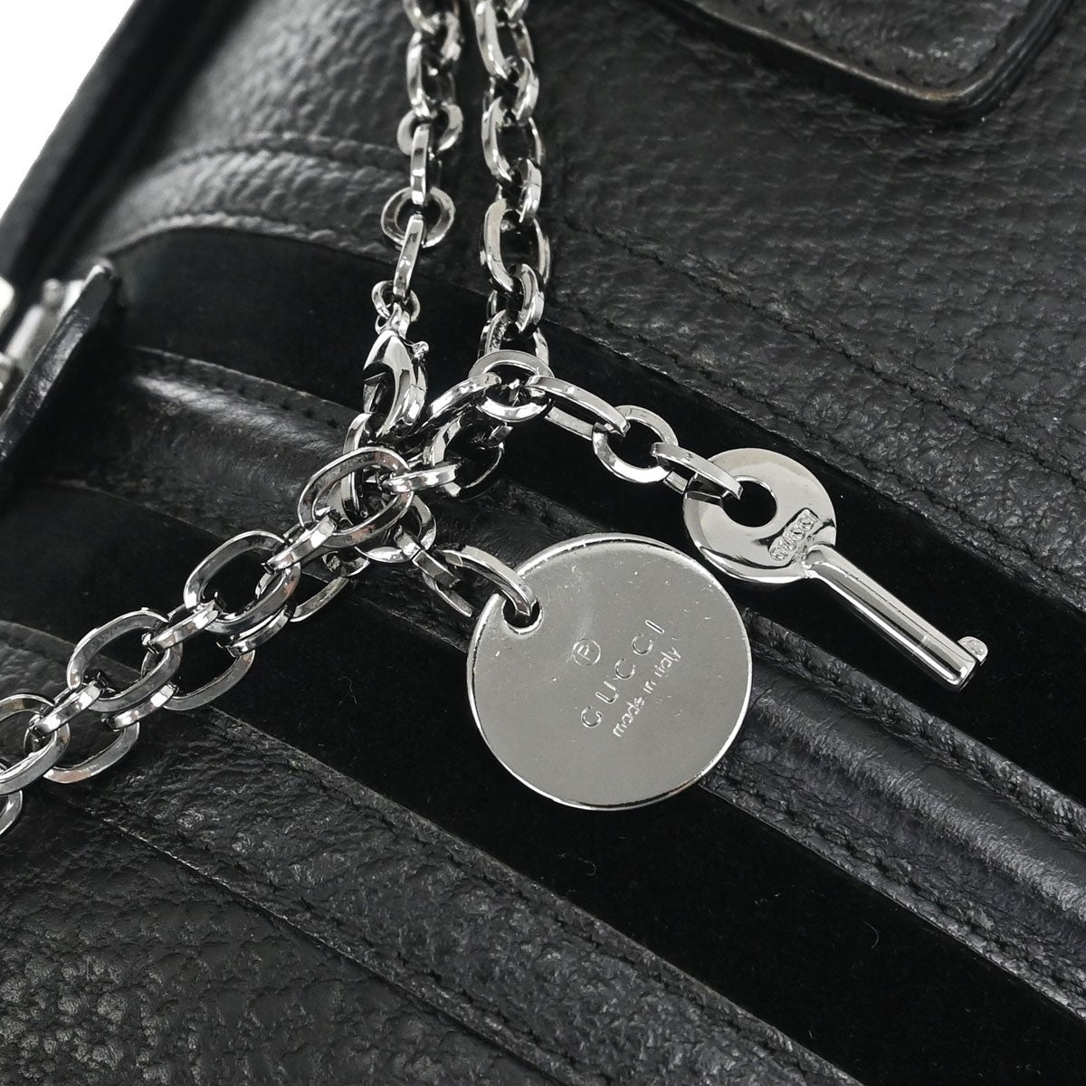 Gucci Black Leather Sherry Line Treasure Duffle Handbag