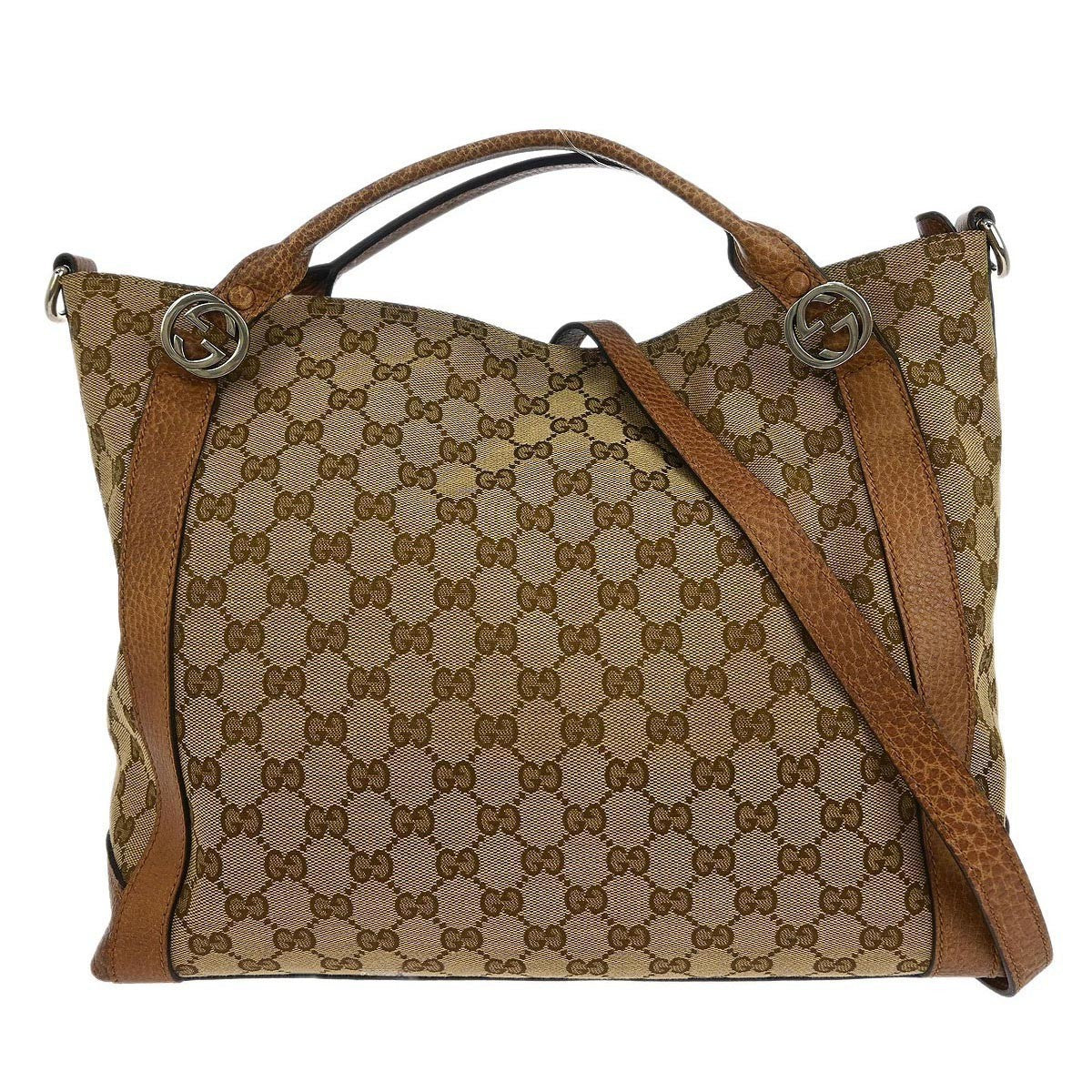 Gucci Beige Canvas GG Tote 2way Handbag