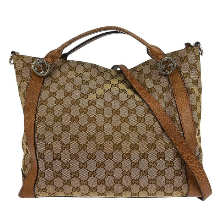 Gucci Beige Canvas GG Tote 2way Handbag