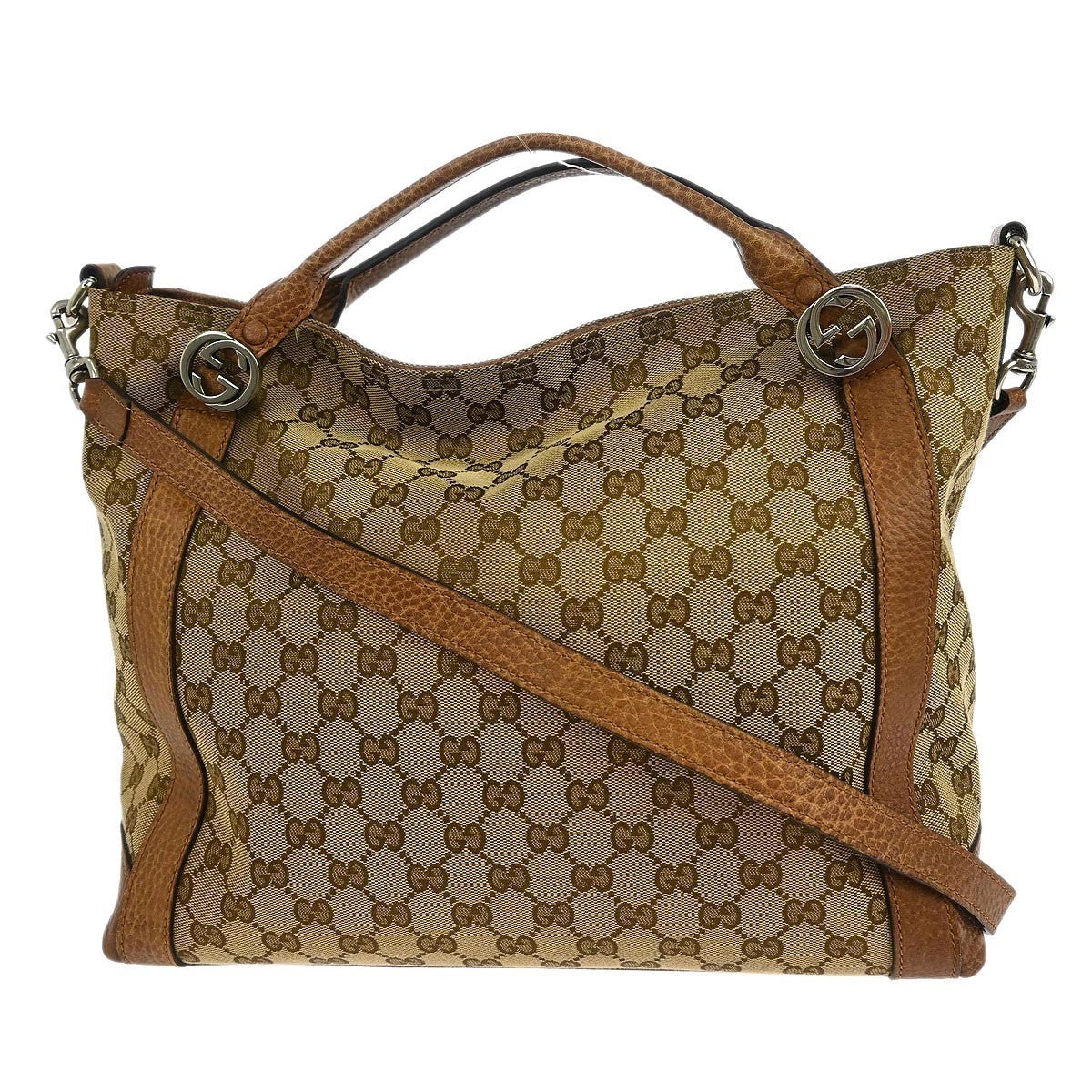 Gucci Beige Canvas GG Tote 2way Handbag