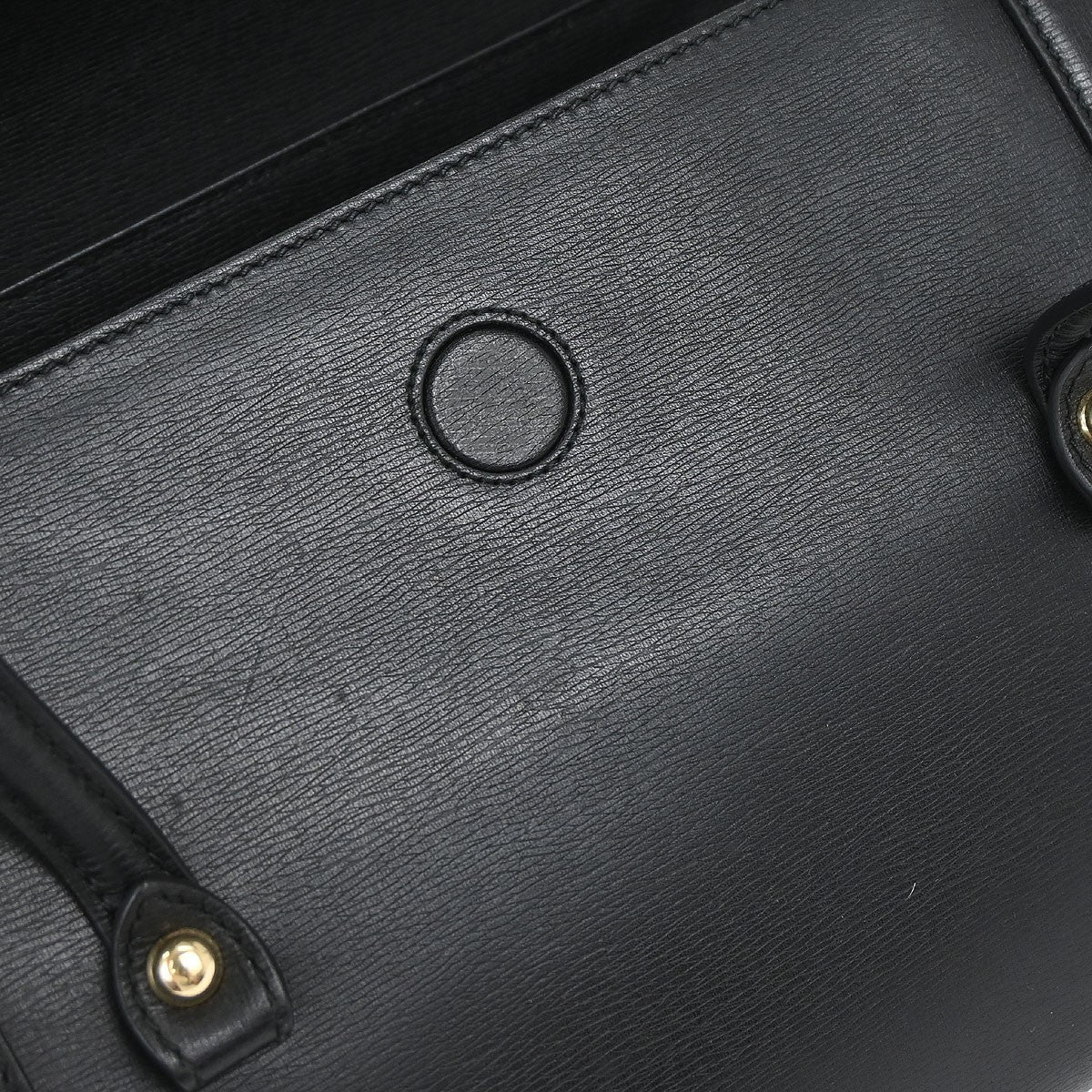 Gucci Black Leather Bamboo Handbag