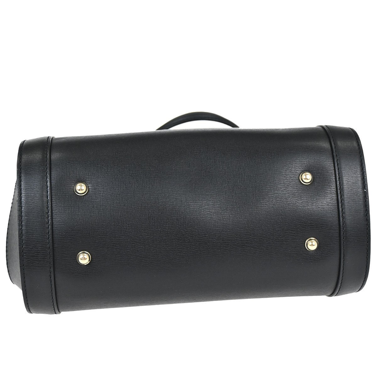 Gucci Black Leather Bamboo Handbag