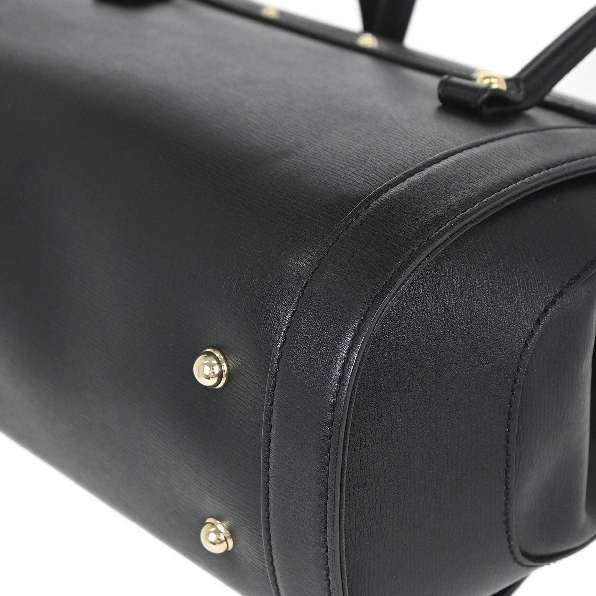 Gucci Black Leather Bamboo Handbag