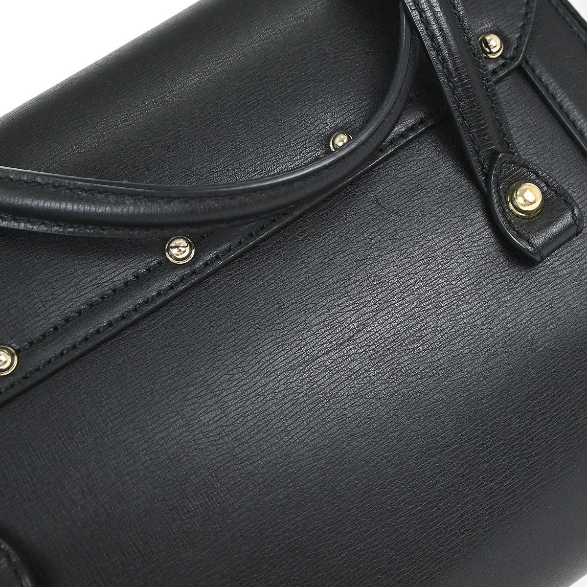 Gucci Black Leather Bamboo Handbag