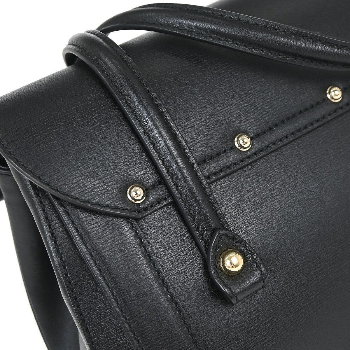 Gucci Black Leather Bamboo Handbag