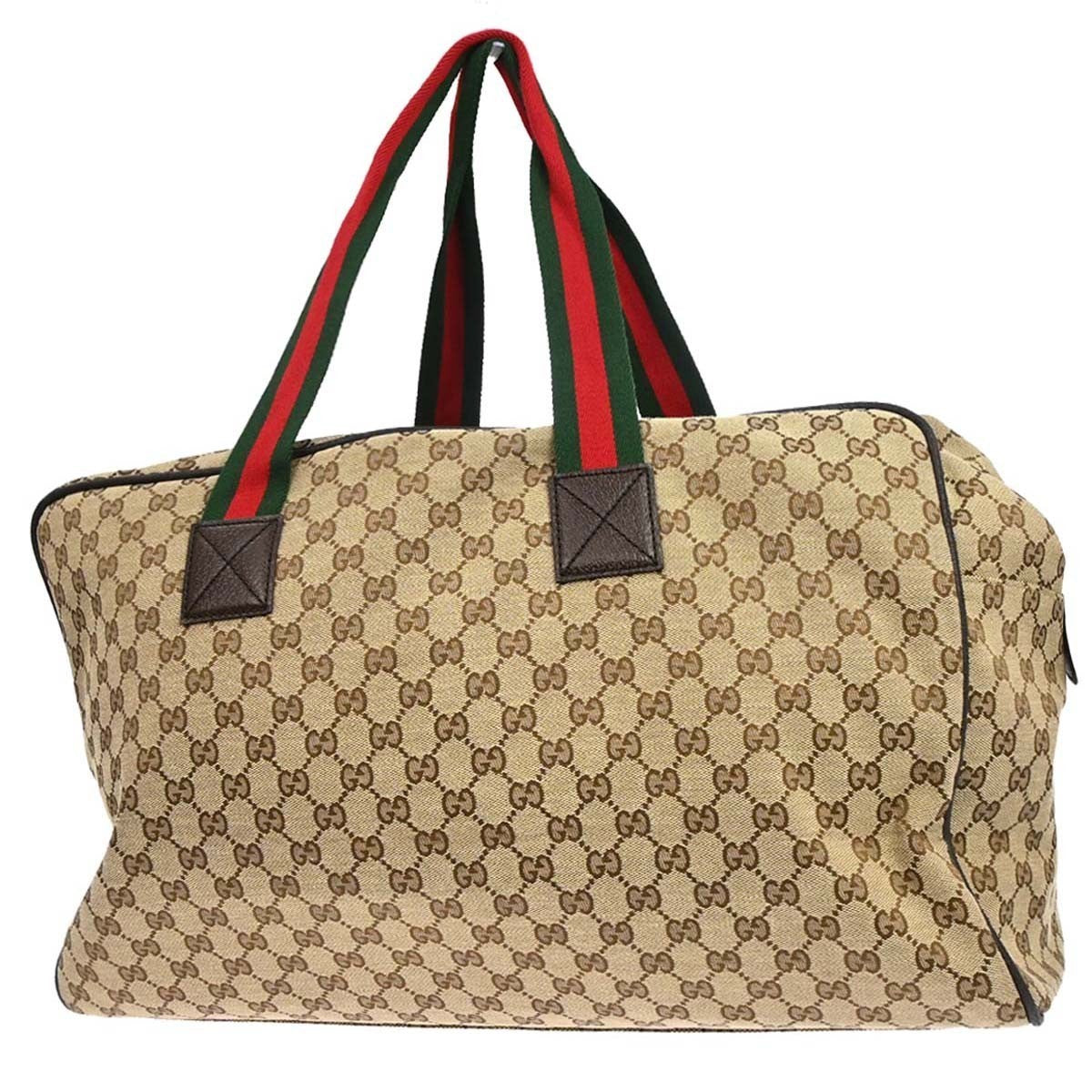 Gucci Beige Canvas GG Sherry Line Duffle Handbag