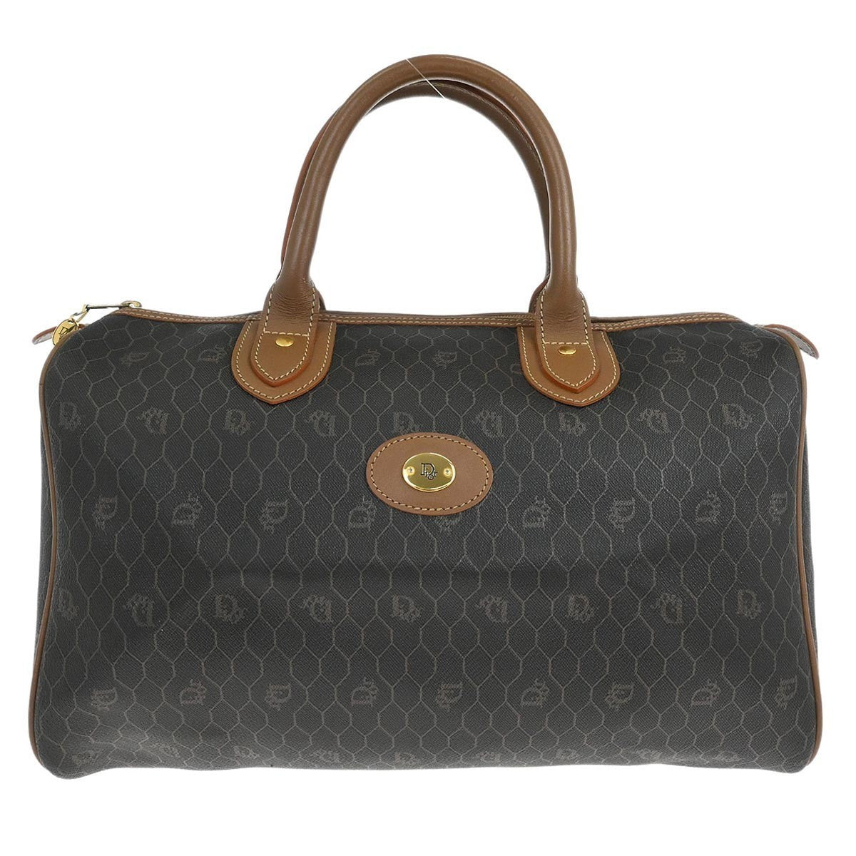 Christian Dior Black Leather Honeycomb Duffle Handbag