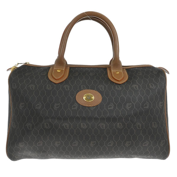 Christian Dior Black Leather Honeycomb Duffle Handbag