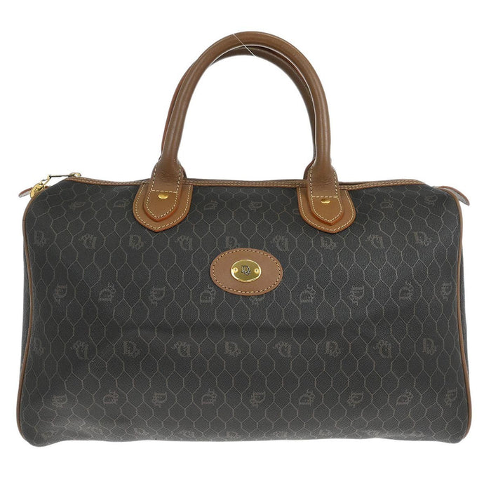 Christian Dior Black Leather Honeycomb Duffle Handbag