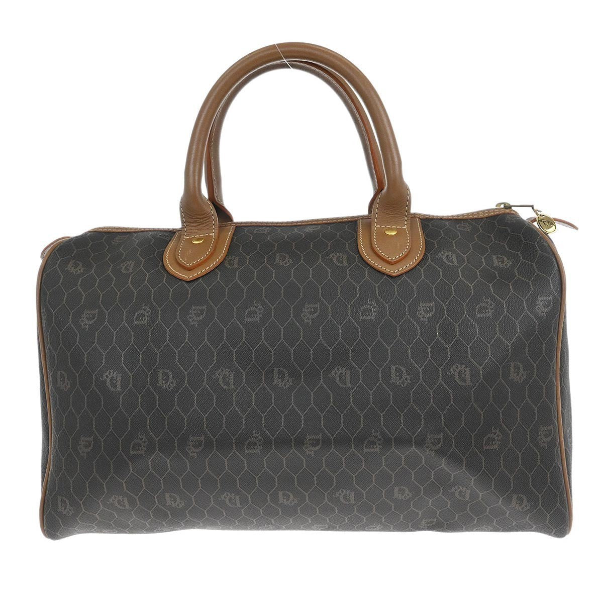 Christian Dior Black Leather Honeycomb Duffle Handbag