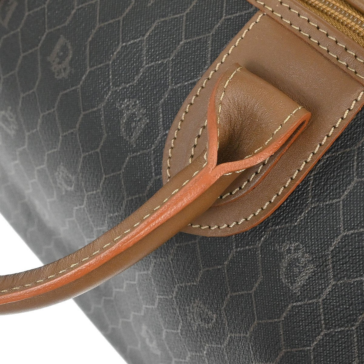 Christian Dior Black Leather Honeycomb Duffle Handbag