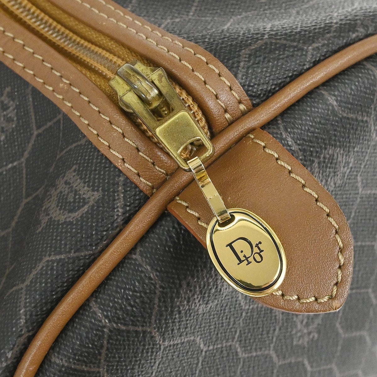 Christian Dior Black Leather Honeycomb Duffle Handbag