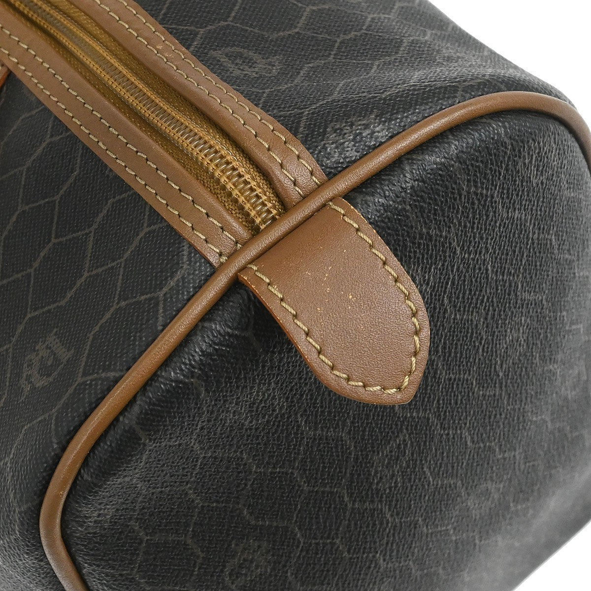 Christian Dior Black Leather Honeycomb Duffle Handbag