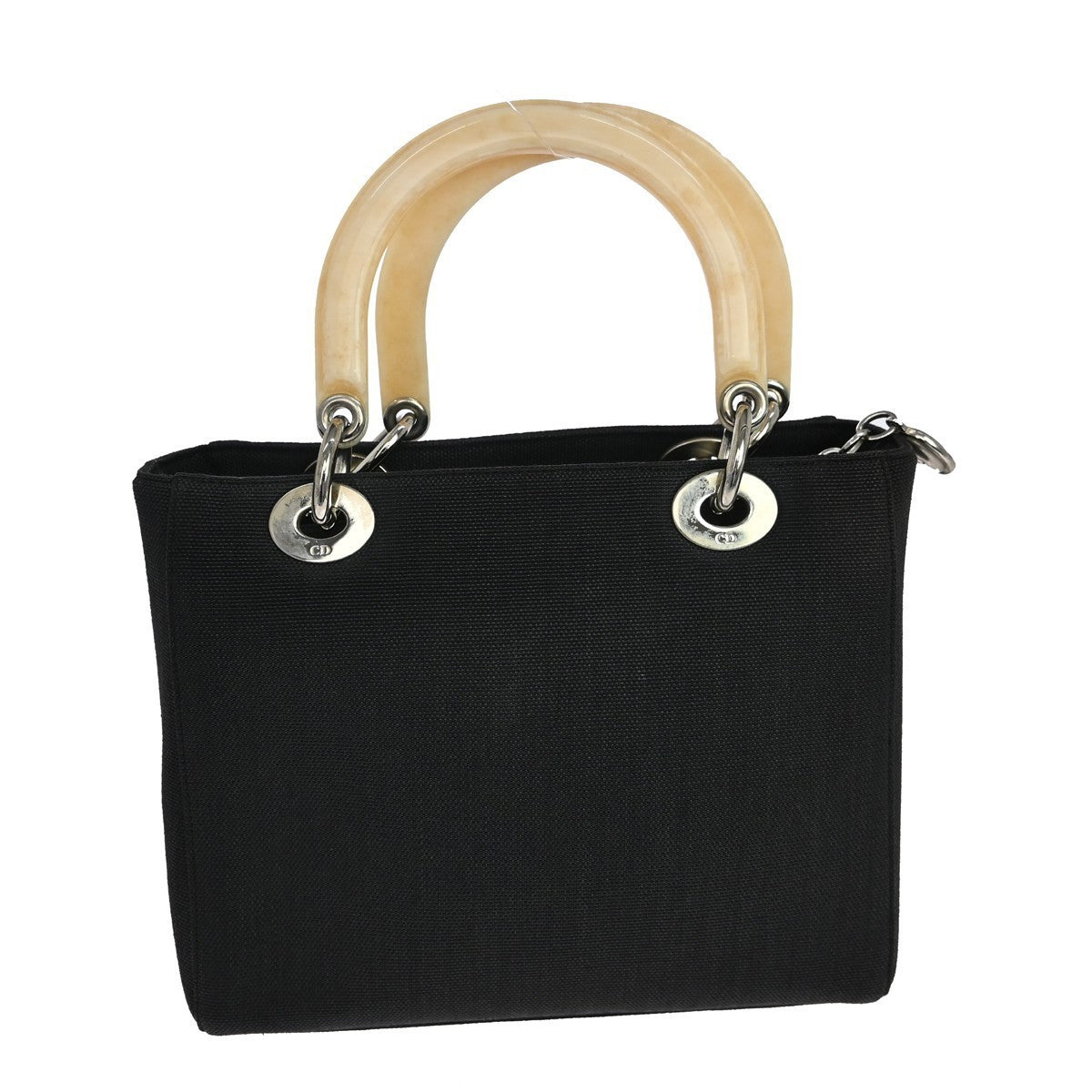 Christian Dior Black Canvas Lady Dior Cannage 2way Handbag