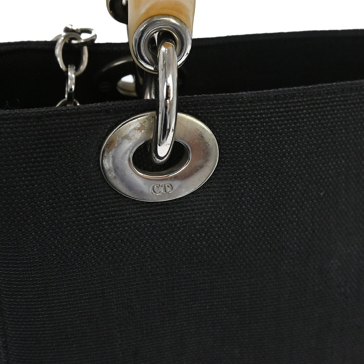 Christian Dior Black Canvas Lady Dior Cannage 2way Handbag