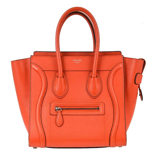 Celine Red Luggage Micro Tote Handbag