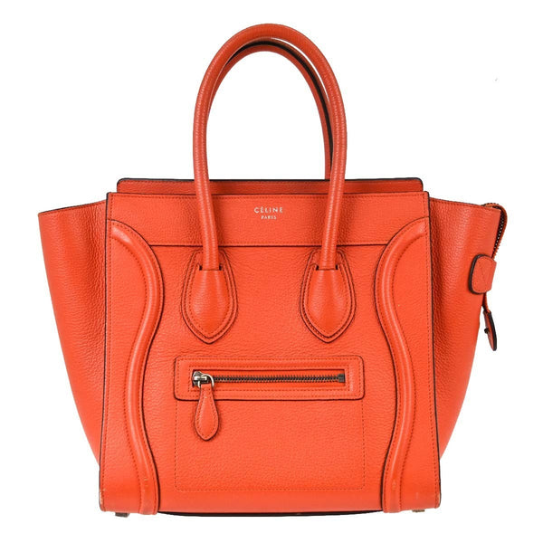 Celine Red Luggage Micro Tote Handbag