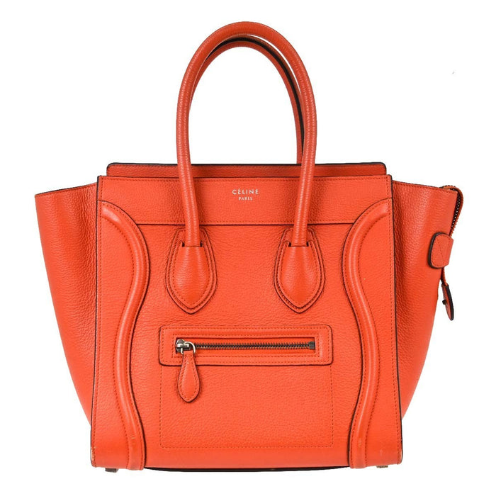 Celine Red Luggage Micro Tote Handbag