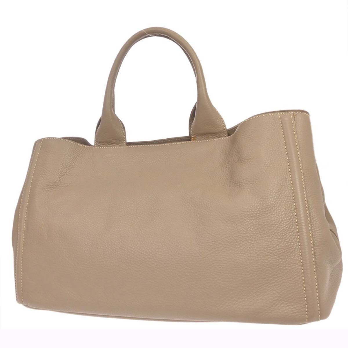 Prada Beige Calfskin Canapa Tote Handbag