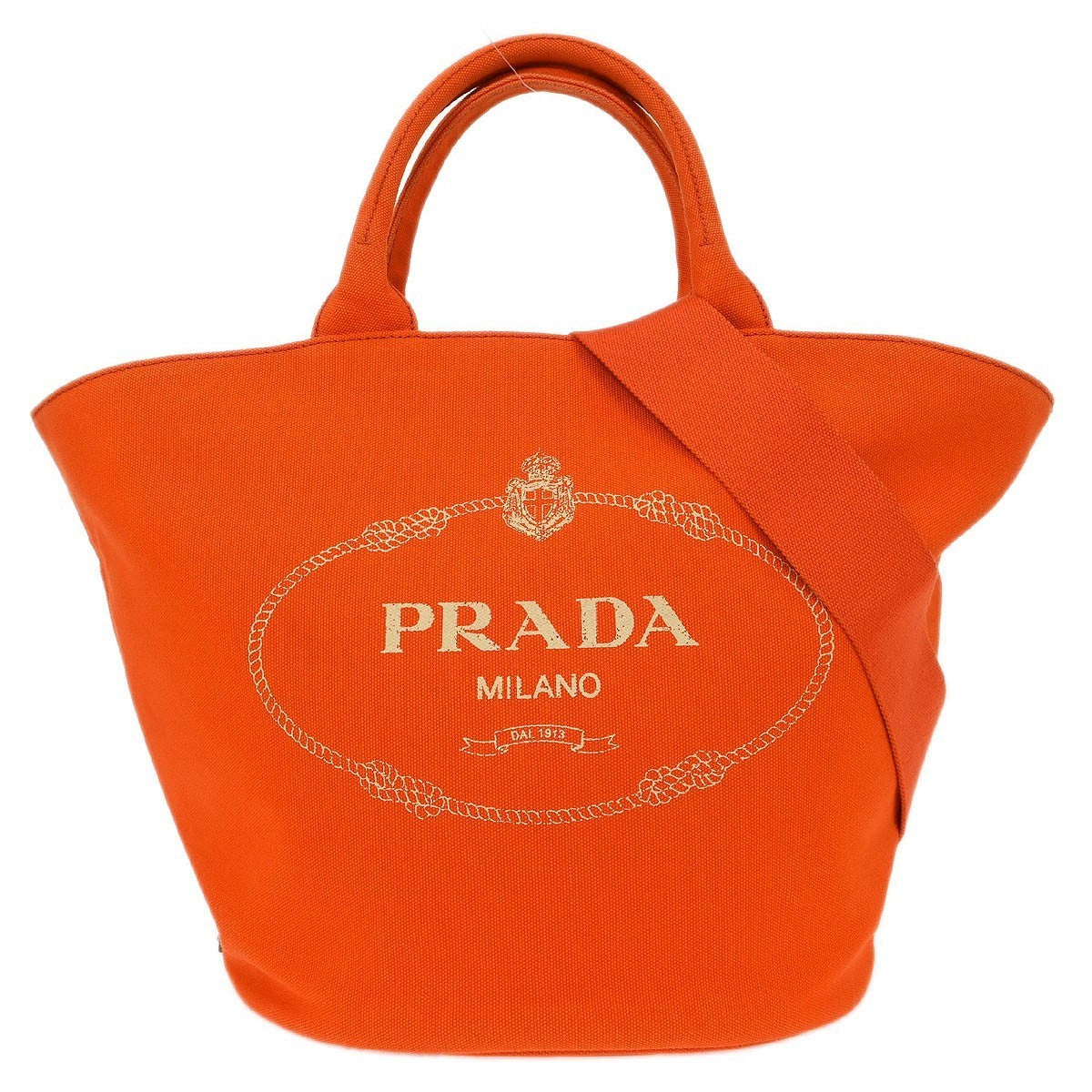 Prada Orange Canvas Canapa 2way Tote Handbag