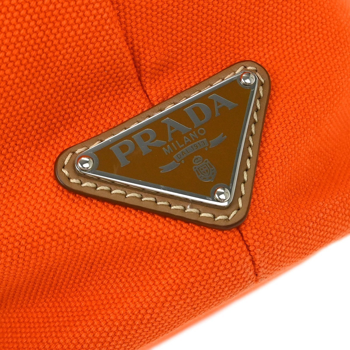 Prada Orange Canvas Canapa 2way Tote Handbag