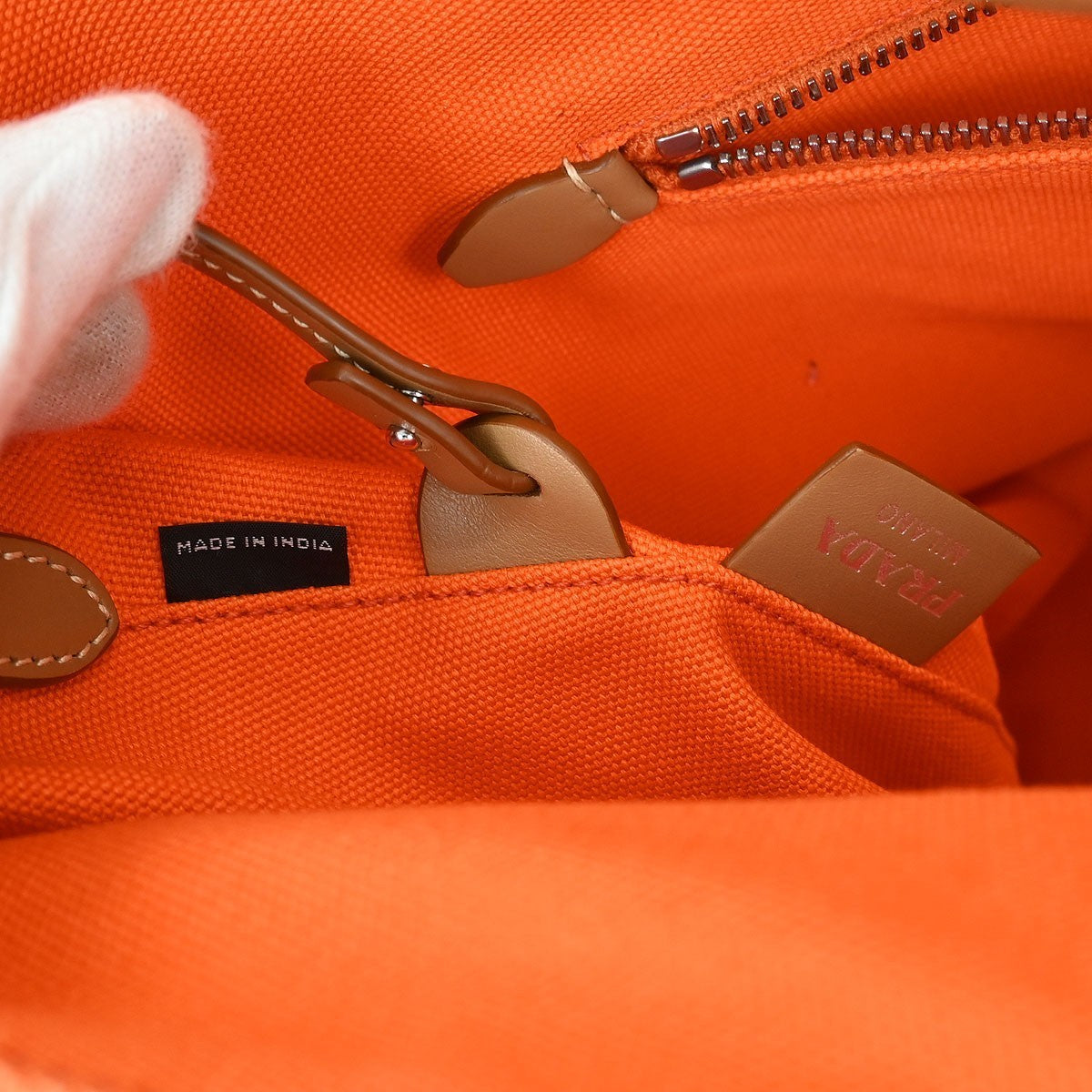 Prada Orange Canvas Canapa 2way Tote Handbag