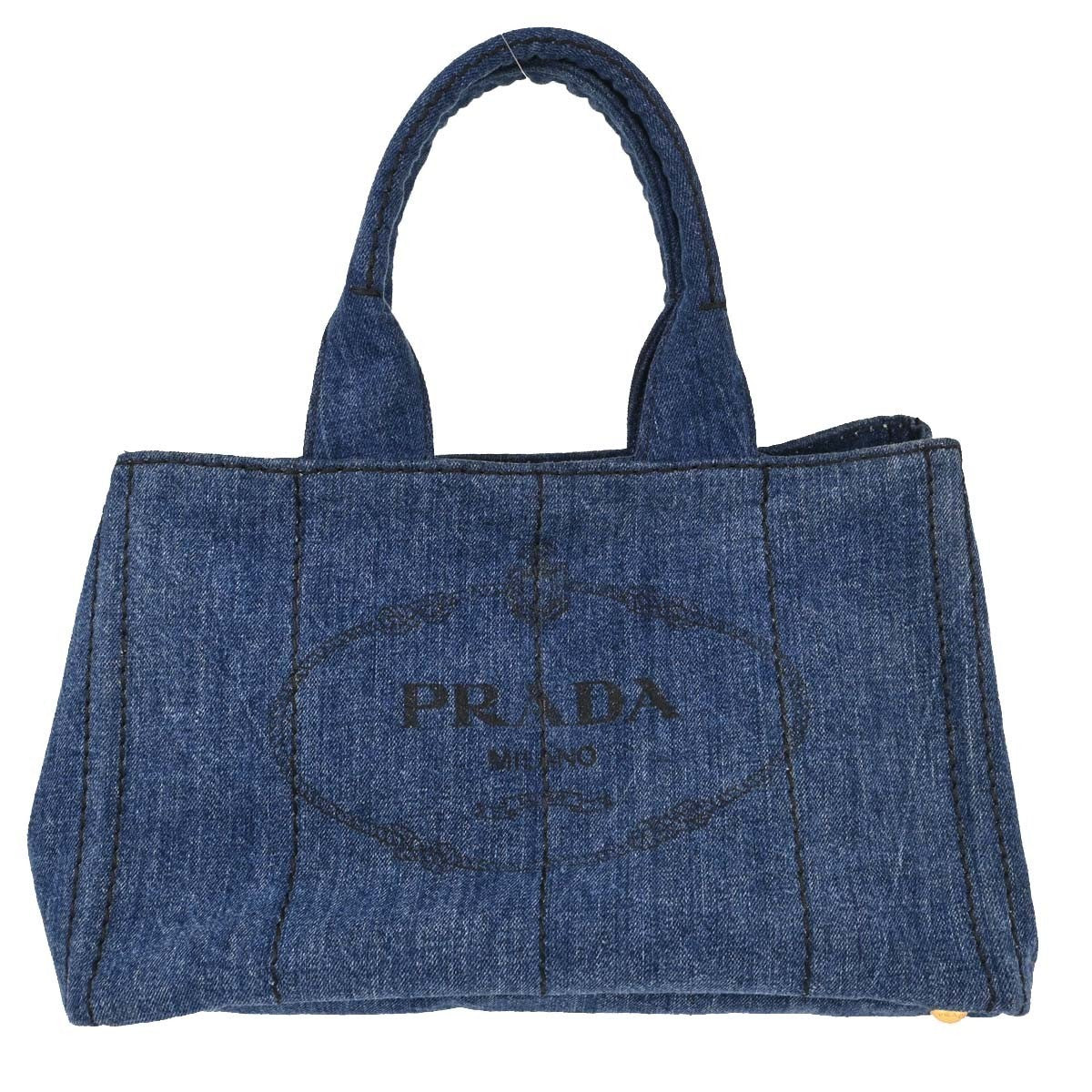 Prada Blue Denim Canapa Tote Handbag