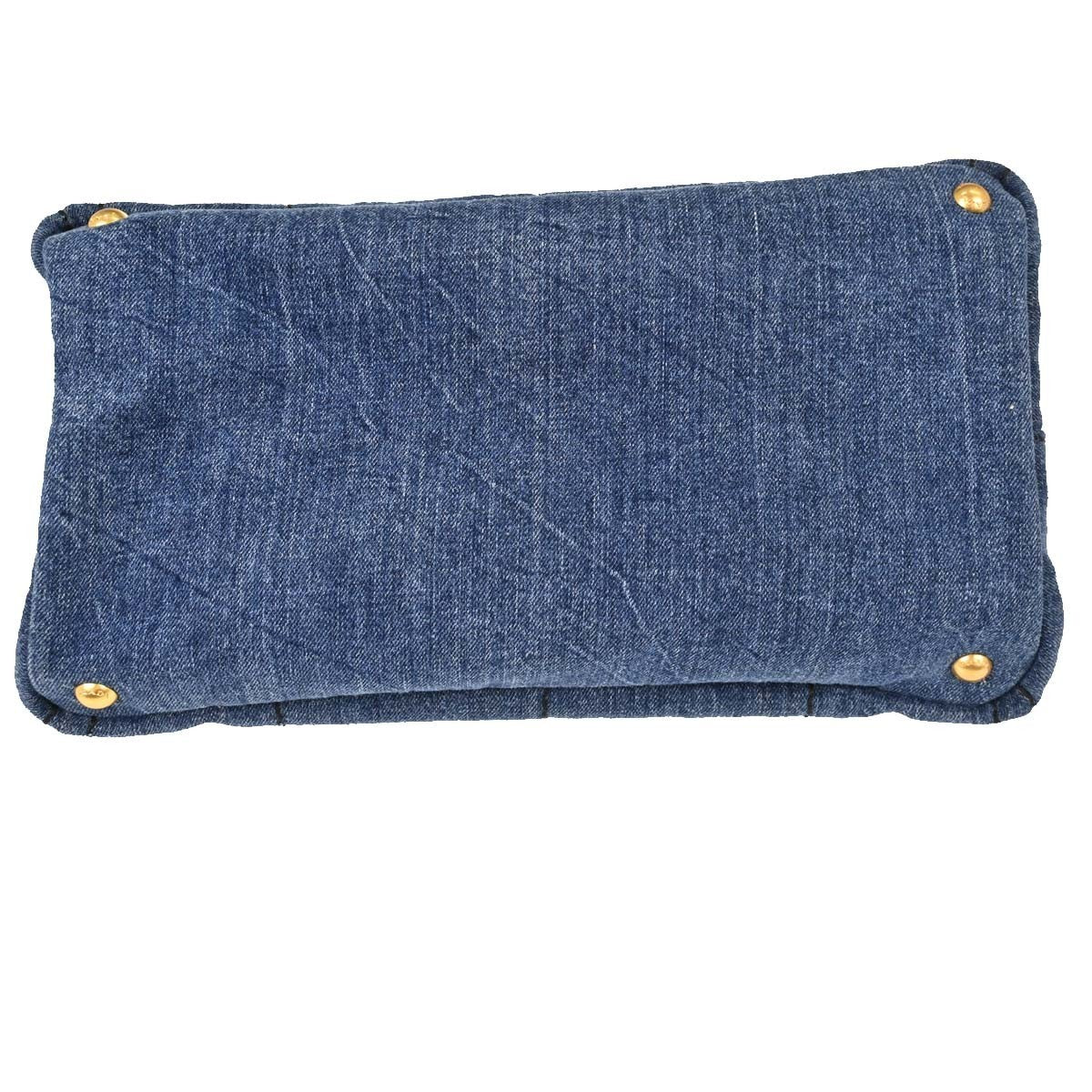 Prada Blue Denim Canapa Tote Handbag