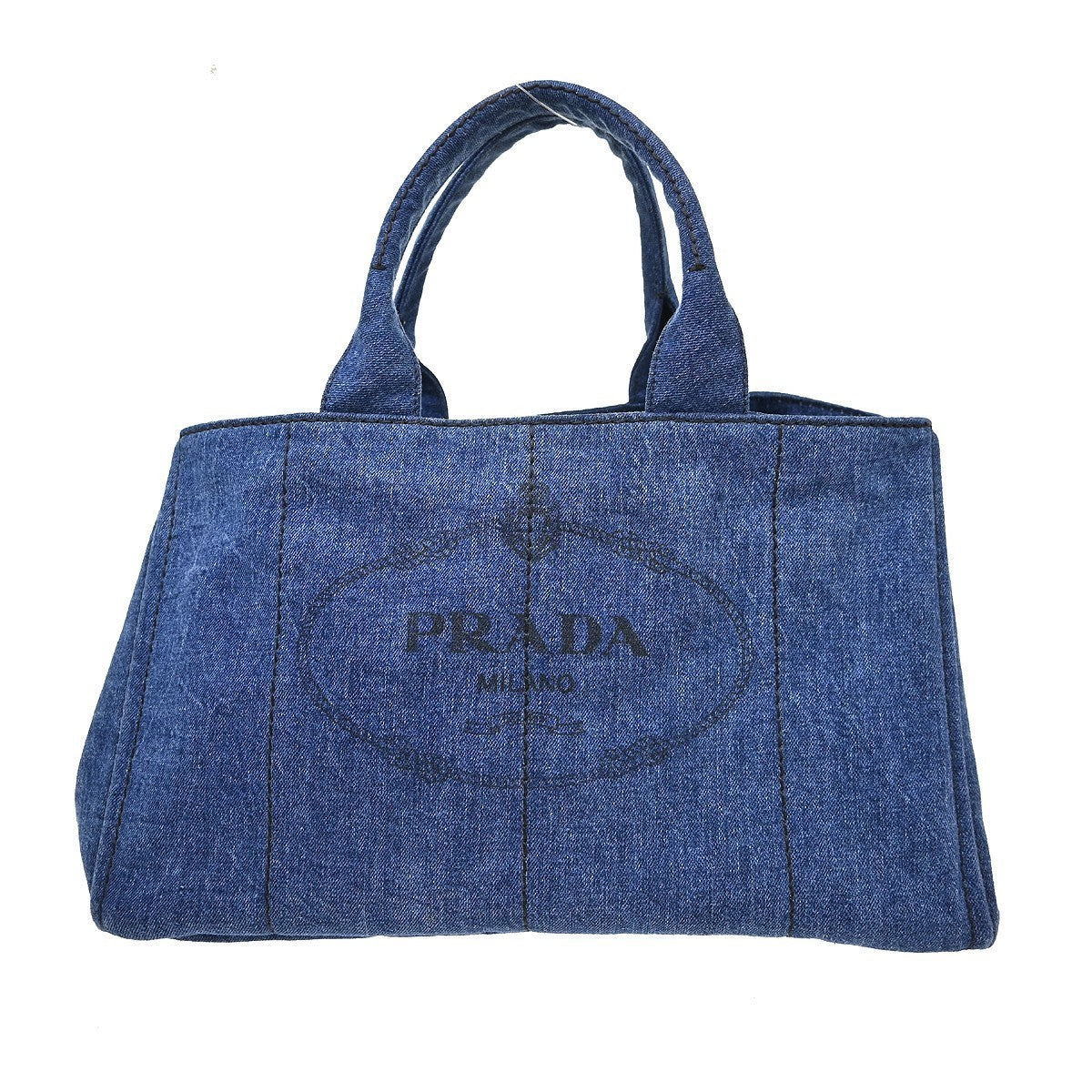 Prada Blue Denim Canapa Tote Handbag