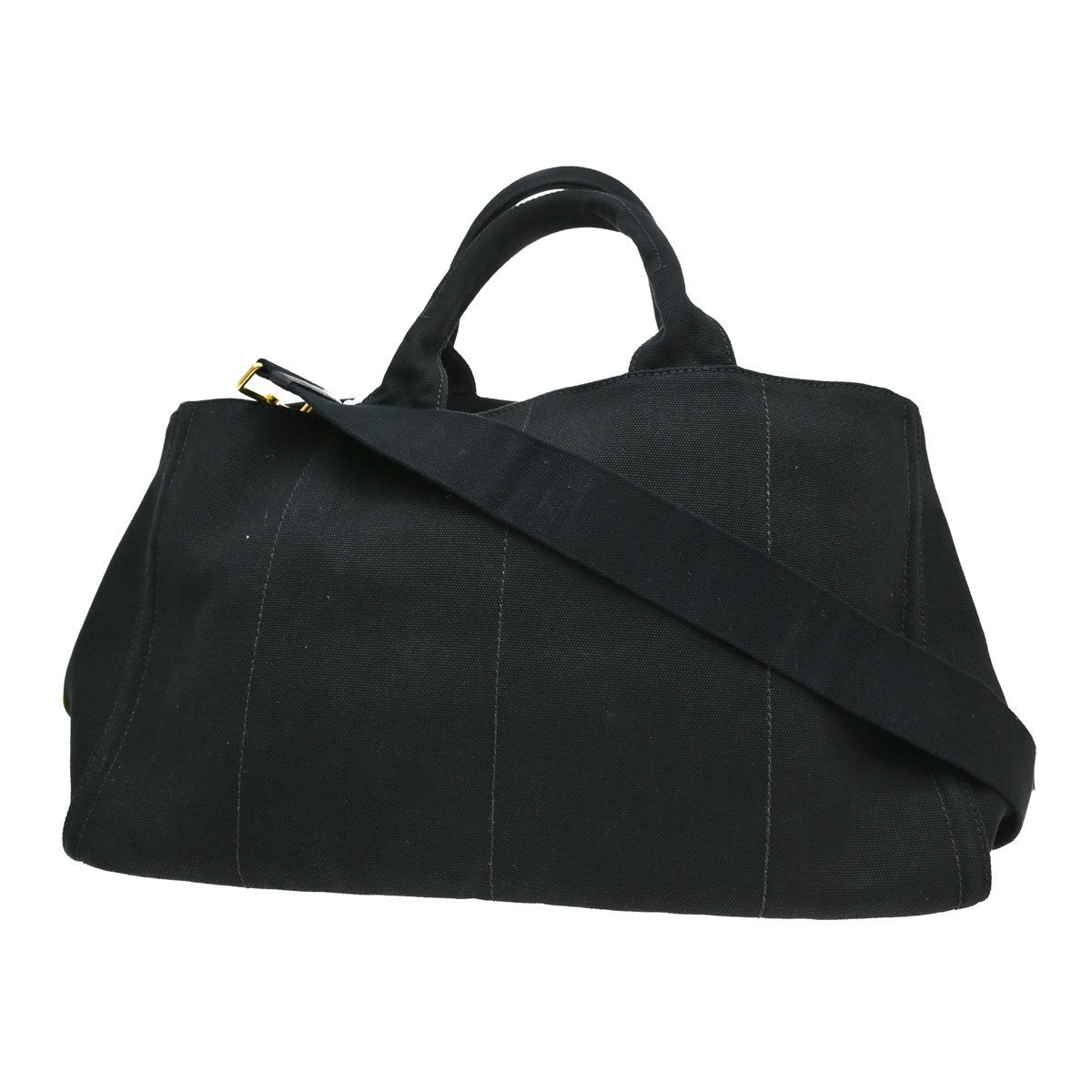 Prada Black Canvas Canapa 2way Tote Handbag