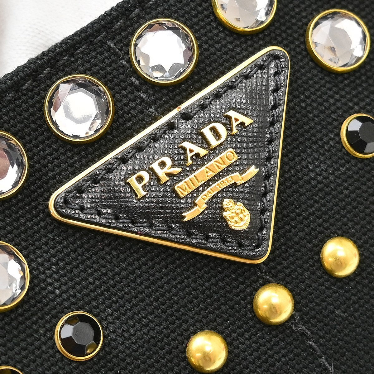 Prada Black Canvas Canapa 2way Tote Handbag