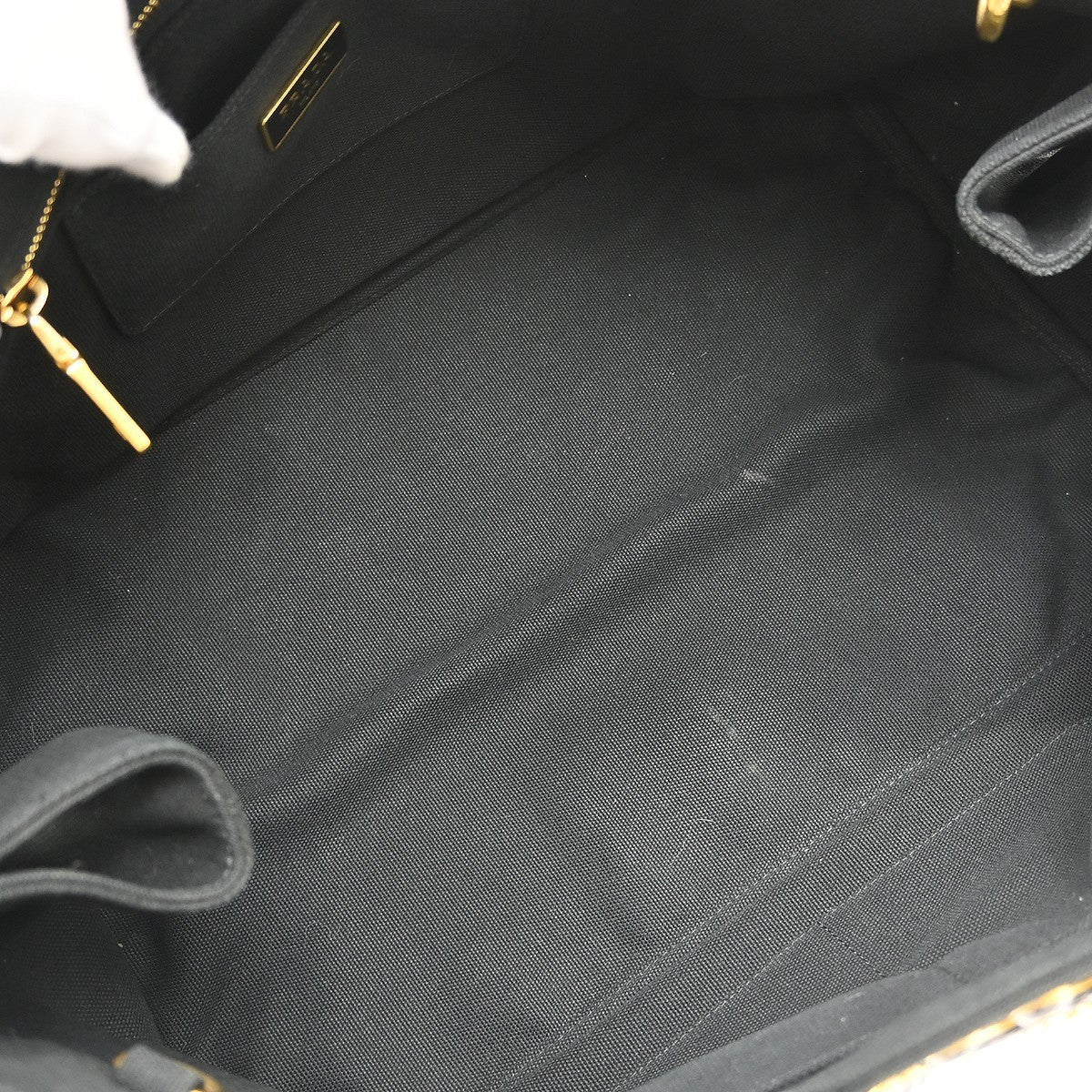 Prada Black Canvas Canapa 2way Tote Handbag