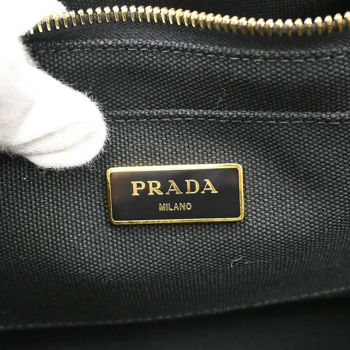 Prada Black Canvas Canapa 2way Tote Handbag