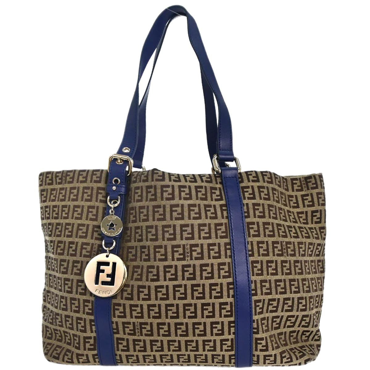 Fendi Beige Blue Zucchino Tote Bag