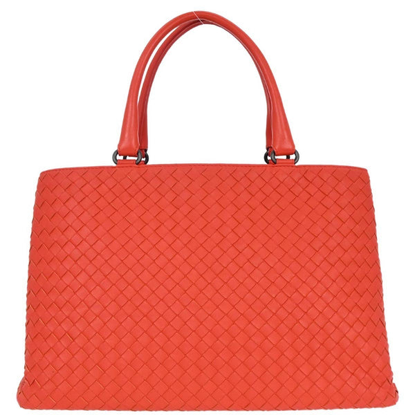 Bottega Veneta Red Lambskin Intrecciato Tote Bag